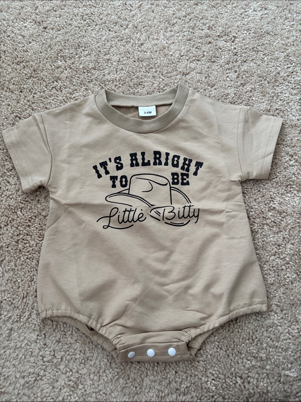 Little Bitty Tan Baby One-Piece Romper